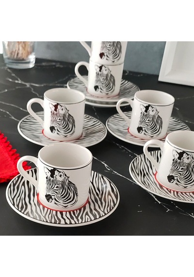 Regna Home Harmony Zebra 6 Kişilik Kahve Fincan Takımı (HBF-12-KF