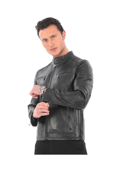 Newzaya Hakiki Deri Erkek Ceket Klasik Şıklıkla Buluşan Modern Stil Siyah