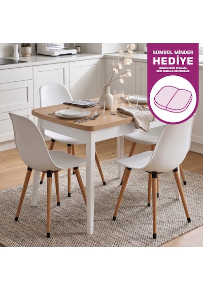 Vilinze Eames Sandalye Avanos Ahşap Mdf Açılır Mutfak Masası Takımı - 70x120+30 Cm Beyaz Vilinze Eames Sandalye Avanos Ahşap Mdf Açılır Mutfak Masası Takımı - 70x120+30 Cm Beyaz