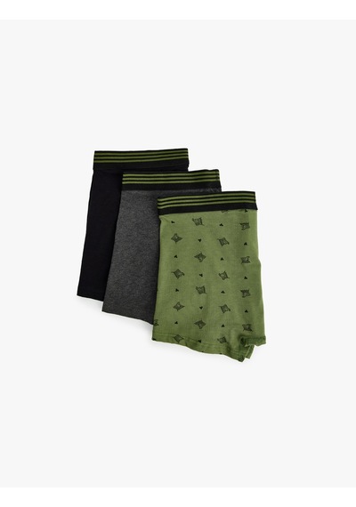 Koton 3'lü Boxer Seti Pamuklu Oyun Baskılı Siyah 5slm90008mk Siyah