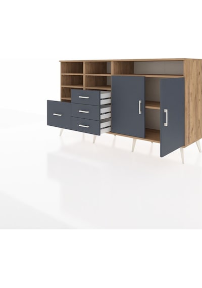 Kronos Konsol 7 Raflı 4 Çekmeceli 2 Kapaklı 176x59x99 Çam-antrasi Çam-antrasit