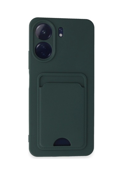 Xiaomi Redmi 13c Kılıf Kelvin Kartvizitli Silikon - Koyu Yeşil -