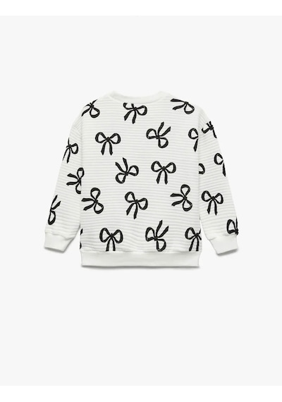 Koton Fiyonk Baskılı Beyaz Kız Bebek Sweatshirt 6wmg10010ak Beyaz