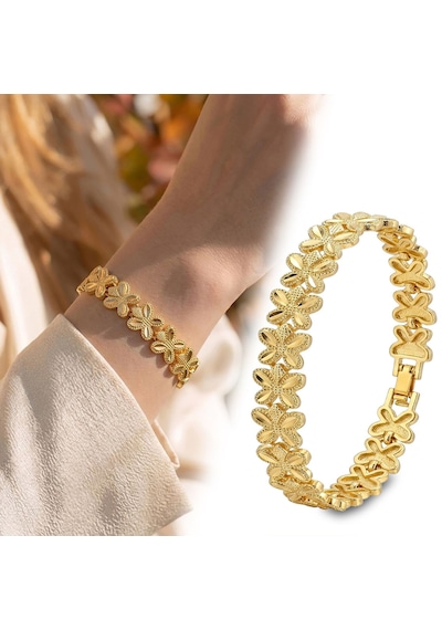 Premium Şık Ve Parlak Sakura 24k Gold Kaplama 8 Mm Kadın Bijuteri Bileklik 3183kbv5d7 18cm Altın