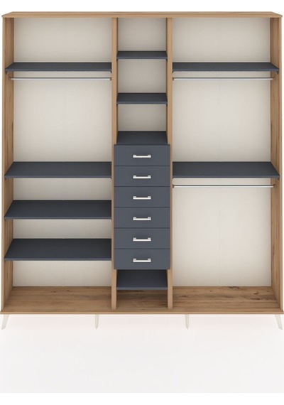 Arges Dolap 10 Raflı 6 Çekmeceli 3 Askılı 220x30x243 Çam-antrasit/antrasit Antrasıt/antrasıt Arges Dolap 10 Raflı 6 Çekmeceli 3 Askılı 220x30x243 Çam-antrasit/antrasit Antrasıt/antrasıt