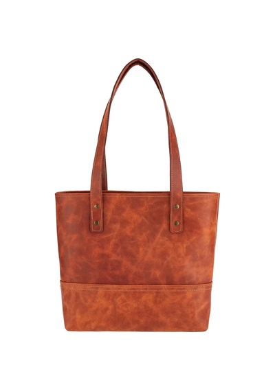 Twingold İsme Özel Tote Bag El Omuz Çantası - %100 Rainbow Deri - Ac03003 - Tobacco Tobacco