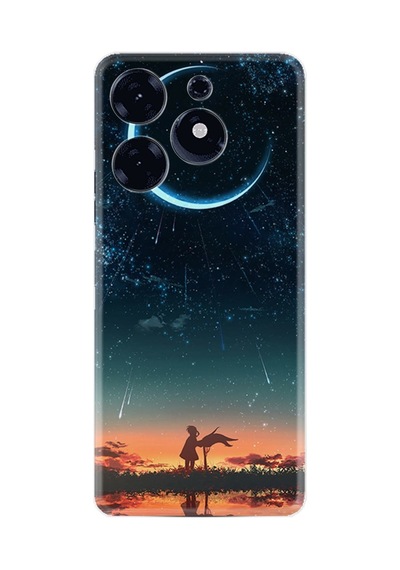 Tecno Spark 10 Pro Kılıf Silikon Desen Özel Seri Ay Ve Kız 1720
