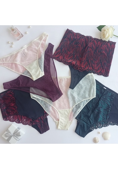 Bonbon Kadın Çeyizlik Ve Bohçalık 6'lı Paket Saten Dantel Karışık Renk Checky Slip Serisi Bb2654 Çok Renkli