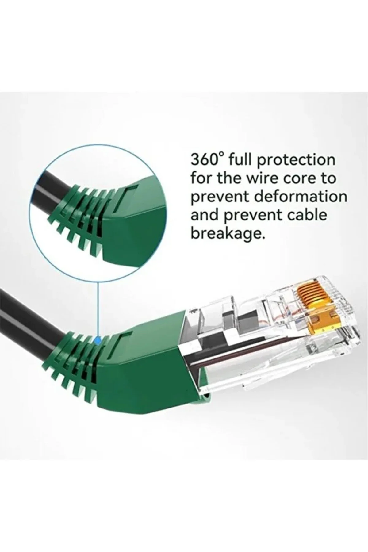 Yeni Nesil Rj45 Cat5 Cat6 Konnektör Delikli + Ağ Kablosu Boot Koruma Cover Kılıfı Konektörü Yeşil