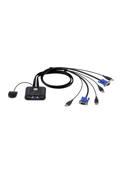 Aten Cs22u 2 Port Usb Vga Kvm Switch Uzaktan Bağlantı Butonlu, Kablolu Kvm Anahtarı