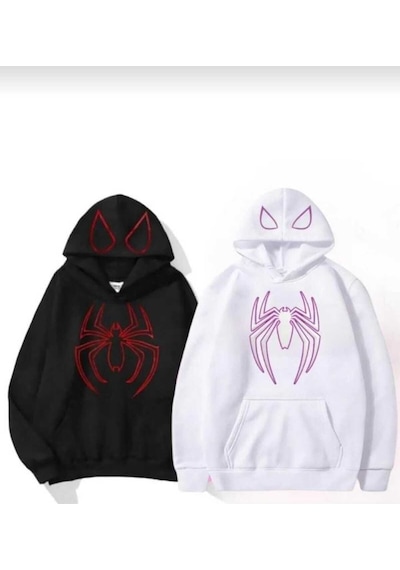 Oneoctobeer Örümcek Baskılı Sevgili Çift Kombini Kapüşonlu Sweatshirt & Hodie Siyah Beyaz Oneoctobeer Örümcek Baskılı Sevgili Çift Kombini Kapüşonlu Sweatshirt & Hodie Siyah Beyaz
