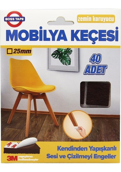 Mobilya Keçesi Sese Ve Çizilmeye Son Yapışkanlı 25Mmx40Ad-Kare
