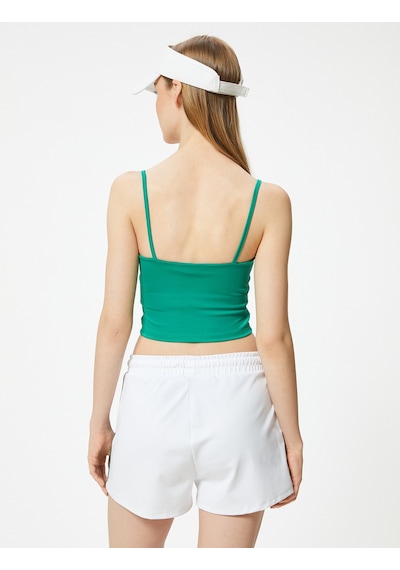 Koton Crop Sporcu Atleti İnce Askılı Slim Fit Yeşil 4sak30218nk Koyu Yeşil