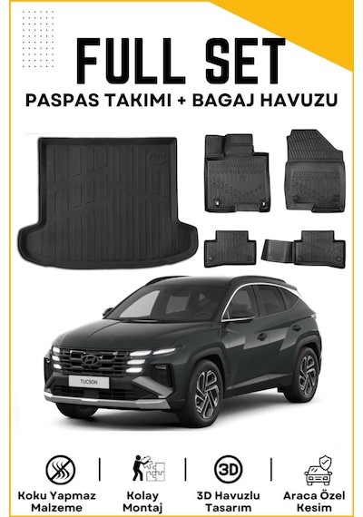 Hyundai Tucson 2025 Model Birebir Uyumlu Bagaj Havuzu+paspas Seti