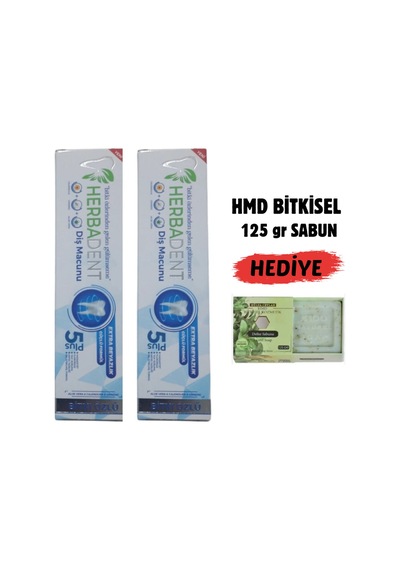 Bitki Özlü Florürsüz Diş Macunu 2'lı Avantaj Paketi + 125 Gr Hmd Sabun Hediyeli Beyazlatma