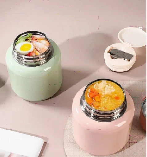 Çelik Mama Termosu Sıcak Veya Soğuk Yiyecekler İçin Öğle Yemeği Termosu 500 Ml Pembe