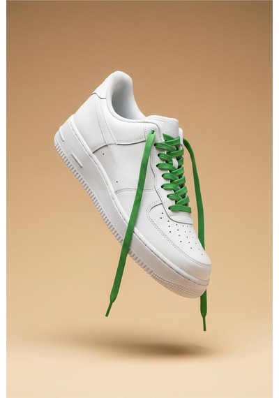 Last İcon Yeşil Renk Yassı Örgü Ayakkabı Bağcığı Spor Sneaker Uyumlu Yeşil