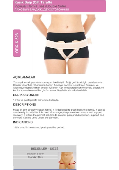 Kasık Bağı Çift Taraflı Çift Taraflı Kasık Fıtığı Korsesi Orx -k528