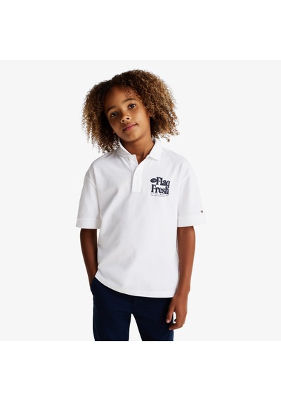 Tommy Hilfiger Tommy Jeans Flag Fresh Çocuk Beyaz Polo Kb0kb09595 Beyaz