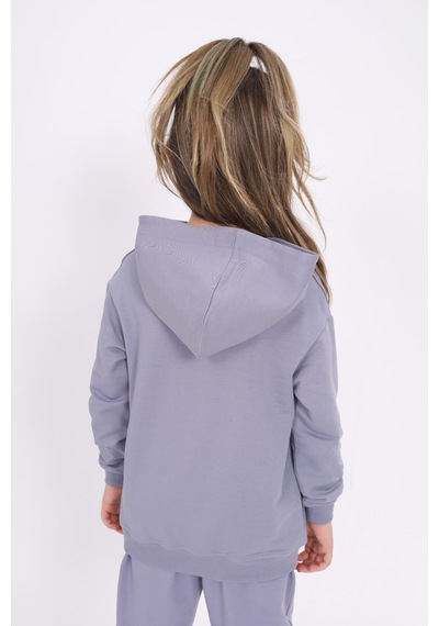 Kız Çocuk Relax Fit Kapüşonlu Cepli Baskılı Sweatshirt - 2 İplik Koyu Gri Kız Çocuk Relax Fit Kapüşonlu Cepli Baskılı Sweatshirt - 2 İplik Koyu Gri