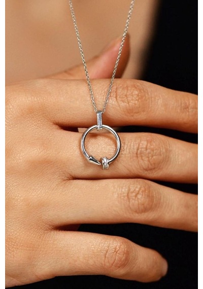 Roza Silver Zirkon Taşlı Rodyum Çivi Gümüş Kolye