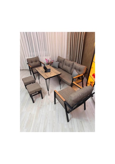 Lale Balkon, Bahçe - Cafe , Teras , Metal Kanepe Koltuk Takımı ,çay Seti 3+1+1+ 2 Puf Yemek Masası