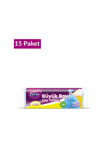 Güçlü Çöp Torbası Büyük Boy 10'lu 65 X 80 Cm 15 Paket