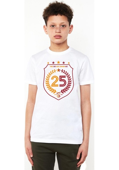 Tshirthane 25 Şampiyonluk Yine Biz Beyaz Çocuk Bisikletyaka Tshirt Beyaz