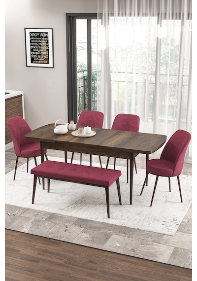 Canisa Concept Zen Serisi 80x132 Mdf Açılabilir Barok Ahşap Desen Masa Takımı 4 Bordo Sandalye Ve 1 Bench Barok Masa Sandalye Ve Bench Bordo Canisa Concept Zen Serisi 80x132 Mdf Açılabilir Barok Ahşap Desen Masa Takımı 4 Bordo Sandalye Ve 1 Bench Barok Masa Sandalye Ve Bench Bordo