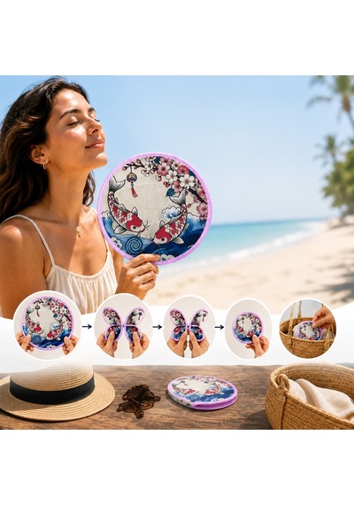 Bakgelal Katlanabilir Cep Yelpazesi 21 Cm Kılıflı Kore Yelpazesi Ultra Hafif, Katlanabilir, 10 Farklı Desen Seçeneği Plaj, Seyahat, Festival Ve Günlük Kullanım İçin - 03-11-000011