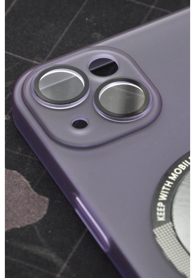 Apple Uyumlu iPhone 13 Uyumlu Mor Renkli Yarı Şeffaf İnce Sert Kapak Kılıf Kamera Lens Korumalı Mor -