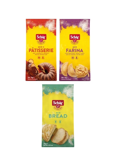 Schar Mix C Patisserie Glutensiz Un 1 KG + Schar Farina Glutensiz Un 1 KG + Schar Mix B Glutensiz Ekmek Unu 1 KG