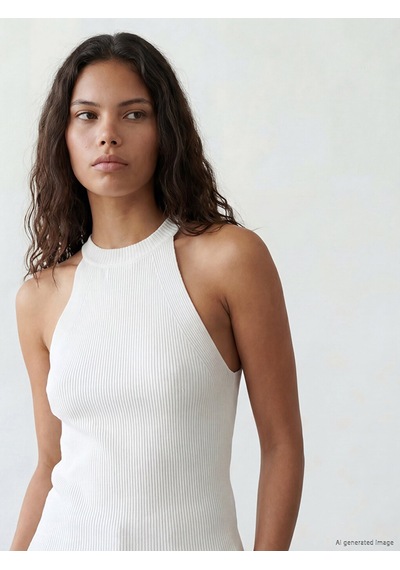 Lcw Comfort Ekru Halter Yaka Kadın Triko Atlet