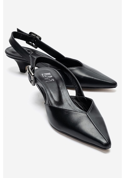 Luvishoes Dıorıs Siyah Cilt Hakiki Deri Kadın Kısa Topuklu Ayakkabı