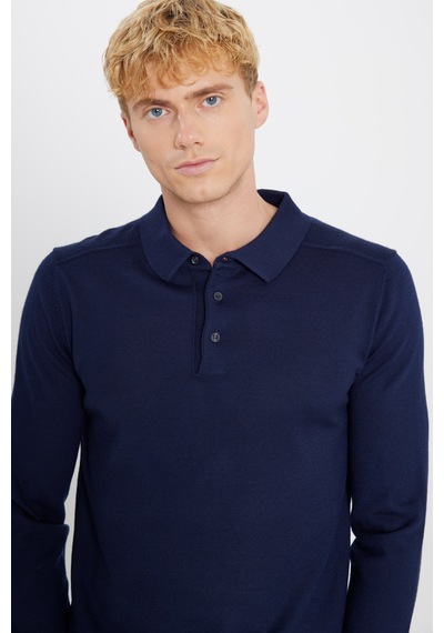 AC&Co / Altınyıldız Classics Erkek Lacı Yünlü Standart Fit Normal Kesim Polo Yaka Triko Kazak Lacı