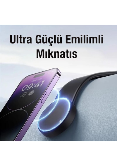 Coofbe Alüminyum Elastik Katlanabilir Mgsafe Uyumlu Araç İçi Telefon Tutucu Masaüstü Telefon Tutucu Siyah