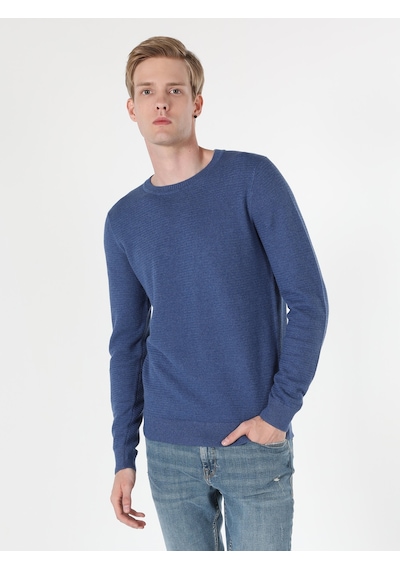 Colin's Regular Fit Bisiklet Yaka Normal Kesim Mavi Erkek Kazak CL1046786_Q1.V2_INN İndigo