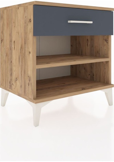 Hyperion Komodin Tek Raflı Tek Çekmeceli 60x44x64 Çam-antrasit Atlas Çam