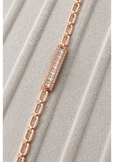Sertifikalı 316l Çelik Rose Gold Kaplama Taş Detaylı Özel Kilitli Kadın Bileklik Altın