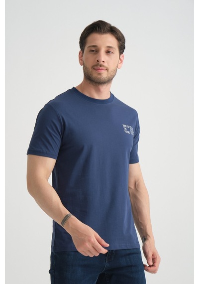 Shooter Sportwear Shooter Erkek Pamuklu T-shirt Premium Kalite Minimal Tasarım Regular Kalıp İndigo