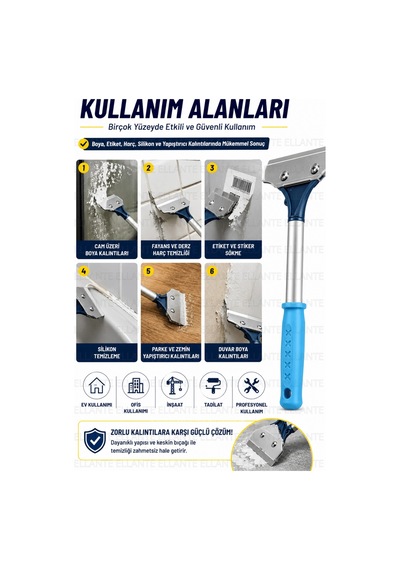 Profesyonel Kazıma Bıçağı 30 Cm 18 Mm Değiştirilebilir Bıçaklı Boya Cam Etiket Derz Kazıyıcı