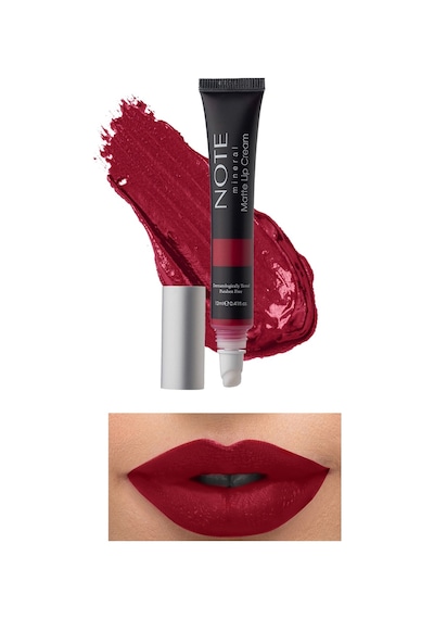 Note Cosmetics Mineral Matte Lip Cream Yarı Mat Bitişli Likit Ruj 06 Go Red - Kırmızı