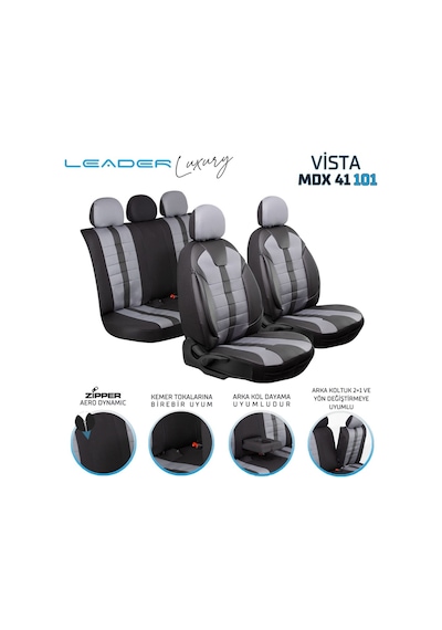 Hyundai Accent Era Lüx Deri Detaylı Oto Koltuk Kılıfı Ön Arka Takım Vista Füme