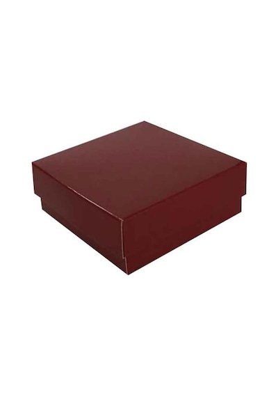Komple Karton Kutu Düz Renk 9X9X3 Cm (25 Adet) Bordo N11.6963