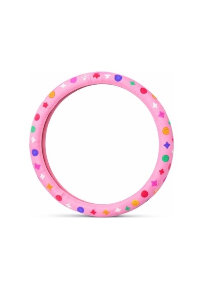 Logo Desenli Pembe Direksiyon Kılıfı -38 Cm - Spor Şık Tasarım Çok Renkli