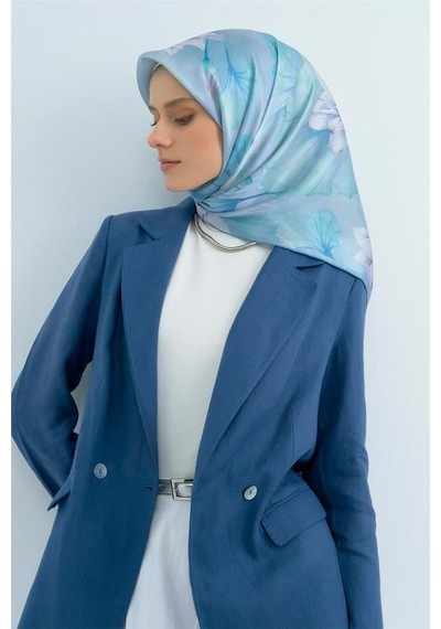 Armine İpek Eşarp 2026 Yaz - 9505-02 Mavi Twill