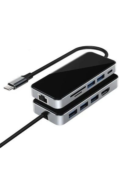 Forzacase Type-c To Hdmı 5 Usb 3.0 Rj45 Usb-c 60w Tf Ve Sd Dönüştürücü 10in1 Hub - Fc1153