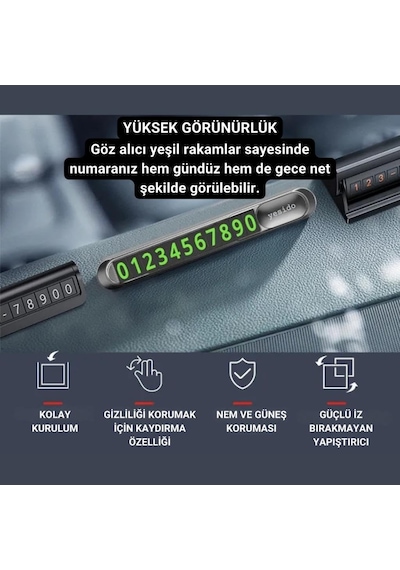 Coofbe Hc Seri Gizlenebilir Çift Numaralı Araç Park Telefon Numaratörü Araç Numara Kiti Geçici Park Telefon Numar