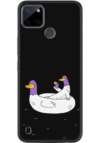 Realme C25Y Kılıf Silikon Desen Keyifli Ördekler 1725