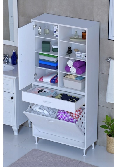 Eliusta Rule Sepetli Banyo/mutfak Dolabı 80 Cm Genişliğe Sahip 80x171x32,5 Cm İki Sepetli Beyaz Dolap Beyaz Eliusta Rule Sepetli Banyo/mutfak Dolabı 80 Cm Genişliğe Sahip 80x171x32,5 Cm İki Sepetli Beyaz Dolap Beyaz